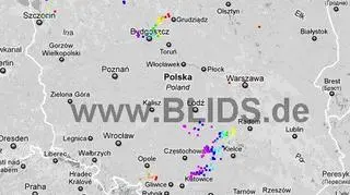 Wyładowania atmosferyczne nad Polską w godz. 18.45 - 20.45