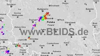 Wyładowania atmosferyczne nad Polską z godz. 19.30-21.30