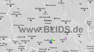 Wyładowania atmosferyczne nad Polską z godziny 8.30