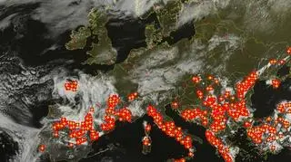 Wyładowania atmosferyczne w Europie stan na godz.16.00