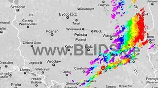 Wyładowania atmosferyczne w godzinach 19