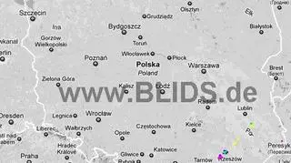 Wyładowania atmosferyczne w kraju, godz. 15.30-17.30 (blids.de)