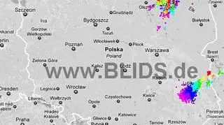 Wyładowania atmosferyczne w kraju, godz. 19.00 - 21.00