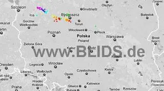 Wyładowania atmosferyczne w Polsce stan na godz. 15.00-17.00