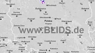 Wyładowania atmosferyczne w Polsce z godz. 15.15-17.15