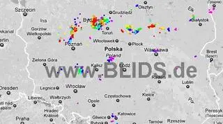 Wyładowania atmosferyczne w Polsce z godz. 17.15-19.15