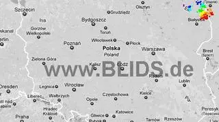 Wyładowania atmosferyczne w Polsce z godz. 18-20