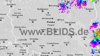 Wyładowania atmosferyczne w Polsce z godz. 18.45 - 20.45