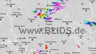 Wyładowania atmosferyczne w Polsce z godz. 19.30-21.30