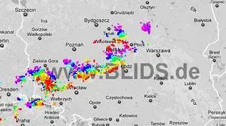 Wyładowania atmosferyczne w Polsce z godz. 19.30-21.30