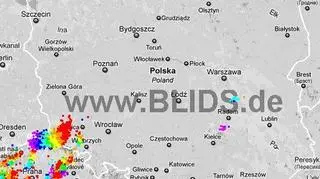 Wyładowania atmosferyczne w Polsce z godz. 19.30 - 21.30