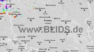 Wyładowania nad Polską w godzinach 15.15-17.15