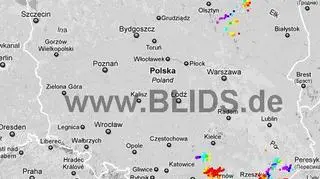 Wyładowania nad Polską w godzinach 17.15-19.15