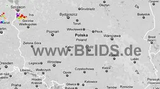 Wyładowania nad Polską w godzinach 7.15 - 9.15