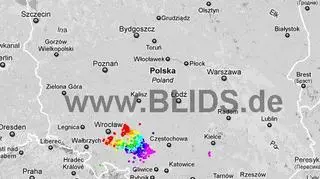 Wyładowania nad terytorium Polski w godz. 18.15-20.15