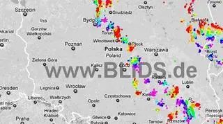 Wyładowania w Polsce w godzinach 15.15-17.15