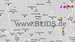 wyładowania w Polsce w godzinach 17:45-19:45