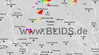 Wyładowania w Polsce w godzinach 19:15 - 21:15