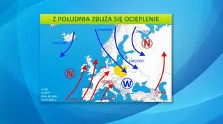 Z południa zbliża się ocieplenie