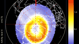 Zasięg zorzy polarnej we wtorek rano / NOAA/SWPC