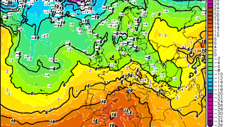 Zatoka chłodu nad Europą Środkową w Wigilię według modelu GFS/wetter3