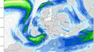 Zatoka chłodu, w której uwięziony jest przez prąd strumieniowy bąbel chłodu (GFS, ClimateReanalyzer.org)
