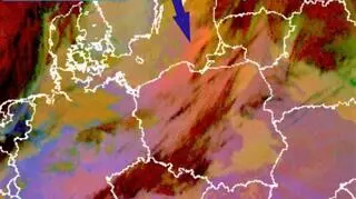 Zdjęcie satelitarne pyłu znad Sahary (IMGW-PIB, EUMETSAT)