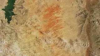 Zdjęcie satelitarne rzeki Rio Grande w pobliżu zbiornika retencyjnego Elephant Butte z 1986 roku (NASA)