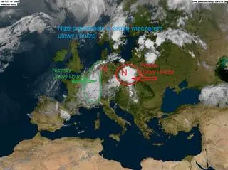 Zdjęcie pokazujące położenie frontu okluzji wzdłuż zachodniej granicy Niemiec