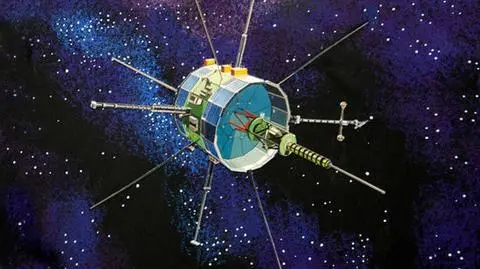 Wizualizacja artystyczna wyglądy sondy International Cometary Explorer (ICE)
