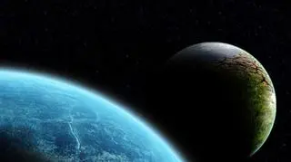 Artystyczna wizja planety Nibiru i Ziemi