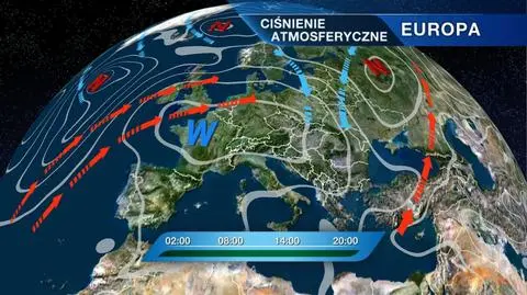 W ciągu najbliższej doby ciśnienie najpierw spadnie, a potem wzrośnie
