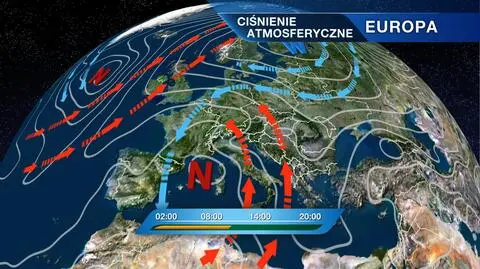 Rozkład ośrodków ciśnienia nad Europą