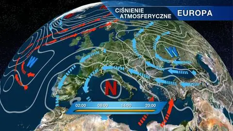 Rozkład ośrodków ciśnienia atmosferycznego nad Europą