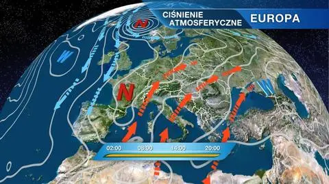 Rozkład ośrodków ciśnienia nad Europą