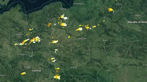Lokalizacja burz o godzinie 21.30