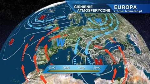 Układ ciśnienia atmosferycznego nad Europą