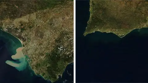 Guadalkiwir chwyta dłonią zatokę. Niezwykły kształt morskiego osadu