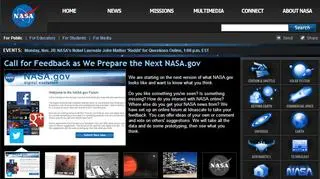 Screen ze strony głównej nasa.gov
