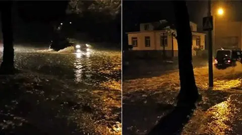 Zalane ulice i auta w wodzie po gwałtownej burzy