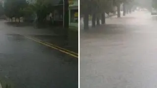 Woda na ulicach miasteczka Wellington