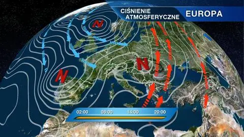 Rozkład ośrodków ciśnienia atmosferycznego nad Europą