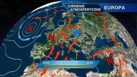 Rozkład ośrodków ciśnienia nad Europą