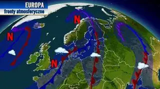 Układ frontów atmosferycznych nad Europą 