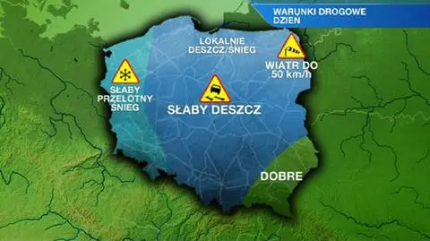 Na drogach śnieg i śnieg z deszczem