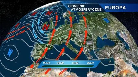 Rozkład ośrodków ciśnienia atmosferycznego nad Europą