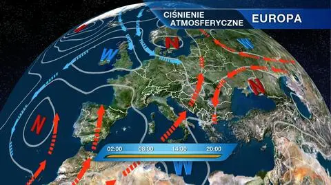 Rozkład ośrodków ciśnienia nad Europą