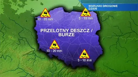 Na drogach deszcz i lokalne burze