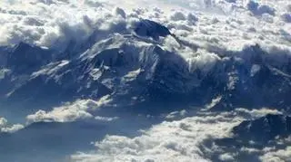 Mont Blanc, najwyższa góra Europy, widziana z samolotu