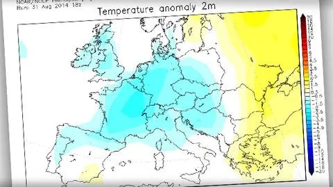 Odchylenie temperatury średniej miesięcznej od normy